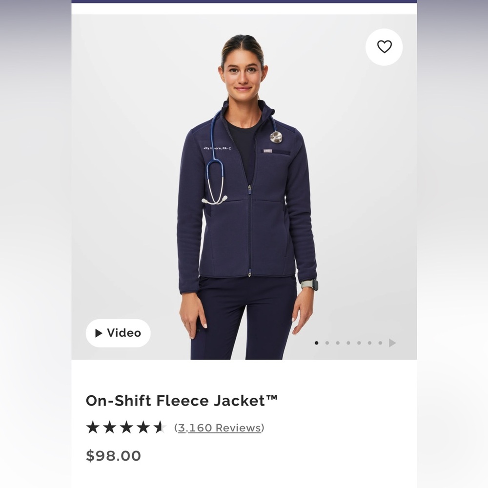Figs navy blue on fleece jacket